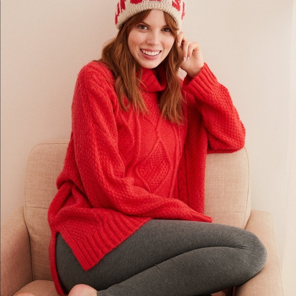 Aerie Oversized Cable Turtleneck